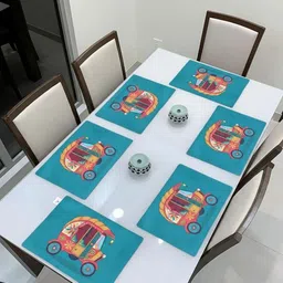 PRAKARTIK 6-Pcs Red Digital Printed Table Placemats image 3