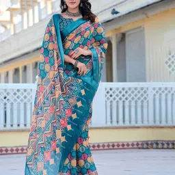 Moda Rapido Floral Zari Saree image 4