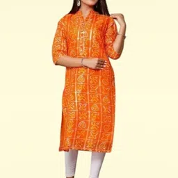 PARTH SY FASHION Women Orange Blended A-Line Kurtas-picture-26
