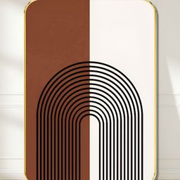 Livin'luxe Off White & Brown Modern Abstract Arch Rectangle Wall Art-picture-26