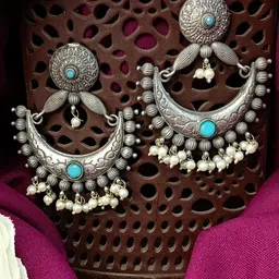 Efulgenz Silver-Plated Contemporary Chandbalis Earrings-picture-14