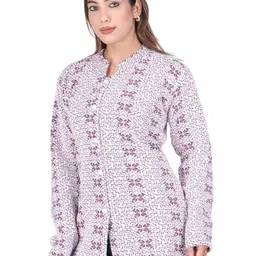 WOOL 4U Women Geometric Woollen Longline Cardigan image 2
