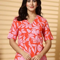 House Of Zelena Women Floral Printed Cotton Maternity Wrap Top-picture-10