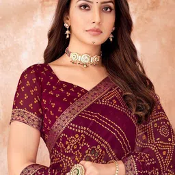 Reboot Fashions Bandhani Embroidered Pure Chiffon Bandhani Saree image 2
