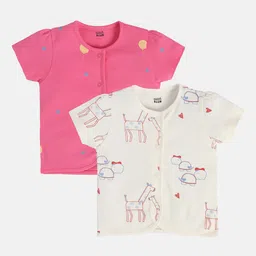MINI KLUB Infant Girls Pack Of 2 Polka dots & Animal Printed Jhabla 29NGFV700-picture-14