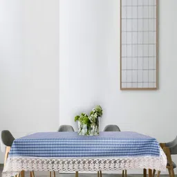 LooMantha Blue Geometric Printed Waterproof Plastic 6-Seater Table Cover image 1