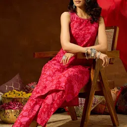 Janasya Women Floral Printed Regular Gotta Patti Pure Cotton Kurta with Trousers & With Dupatta-image-32