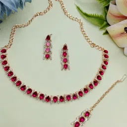 Anouk Rose Gold-Plated Stone-Studded Jewellery Set-picture-28