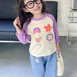LULU & SKY Girls Floral Striped Extended Sleeves Pockets T-shirt-picture-40