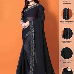 Lapetiya Clothing Beads and Stones Poly Georgette Bomkai silk Saree image 3