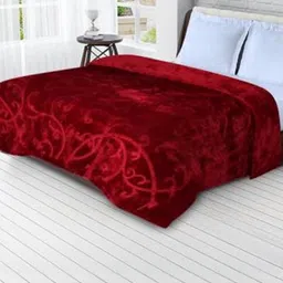 Doristyle Maroon 300 GSM SOLID MINK Double Bed Blanket-picture-13
