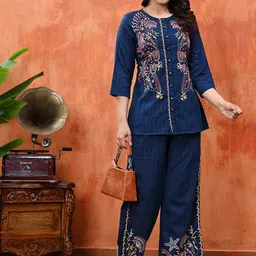 Cloth Bites Embroidered Pure Cotton Top With Trousers Co-Ords image 3