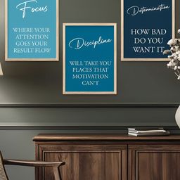 Kotart Brown & Blue 3 Pieces Wooden Motivational Wall Arts-picture-9