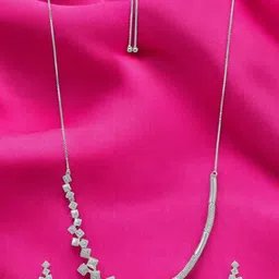 Nilu's Collection Silver-Plated American Diamond Stone Studded Jewellery Set image 1