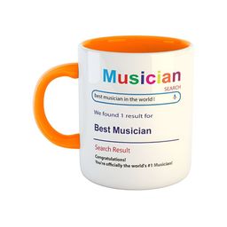 ARTBUG White & Orange-Coloured Best Musician Printed Glossy Ceramic Coffee Mug 330 ML-picture-16