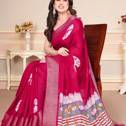 BilloRani Bandhani Zari Silk Blend Bandhani Saree image 2