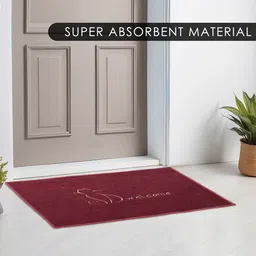 Kuber Industries Maroon & Grey 2 Pieces Embroidery Anti-Skid Doormats image 3