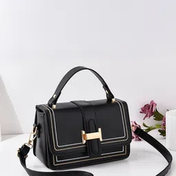StyleCast Women Solid Crossbody Buckle Detail Satchel Bag-picture-25