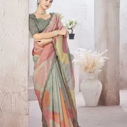 TASRIKA Mirror Work Tissue Saree image 2