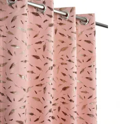 GEET CREATIONS Pink Set of 2 Floral Sheer Window Curtain-picture-38