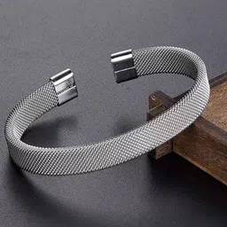 VAGHBHATT Men Stainless Steel Cuff Bracelet image 1