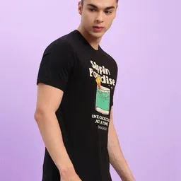 SWAGNOX Men Printed Applique T-shirt image 3