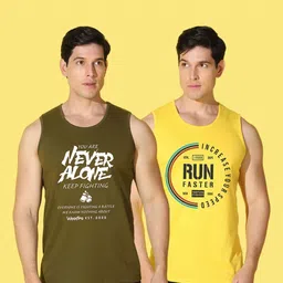 WOOSTRO Men Pack Of 2 Typography Printed Slim Fit T-shirt image 5