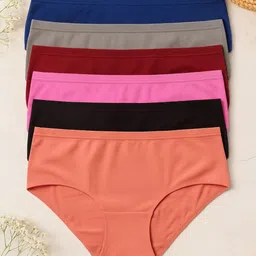 FiveFlag Women Pack Of 6 Combed Cotton Mid-Rise Hipster Briefs-picture-32