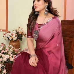 DWIJA FASHION Ombre Mirror Work Saree image 5