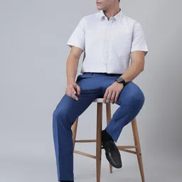 ACCOX Men Geometric Printed Spread Collar Cotton Formal Regular Fit Shirt image 5