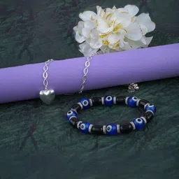 JFL - JEWELLERY FOR LESS Unisex Silver-Plated Brass Artificial Beads Bracelet-picture-15