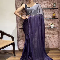 HERE&NOW Ombre Pure Chiffon Ready to Wear Jamdani Saree image 1