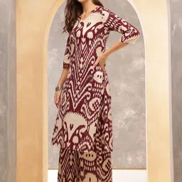 Anouk Women Printed Regular Pure Cotton Kurta With Palazzos image 4