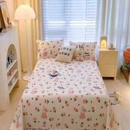 JC HOME Peach & Pink Floral Printed Pure Cotton 220TC Double King Bedsheet Set 2m x 2.30m-picture-34