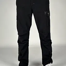 TIFTON Men Solid Mid-Rise Slim Fit Cargos Trousers-image-78