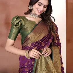 jayant creation Purple Art Silk Barasi Sarees-image-15