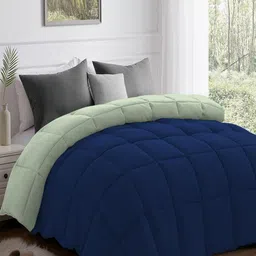 CHICERY Green & Navy Blue Heavy Winter 210 GSM Double Bed Comforter-image-93