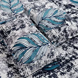 KLOTTHE Blue Floral Woolen 300 TC Double Fine Bedsheet With Pillow Covers - 98 x 88 In image 3