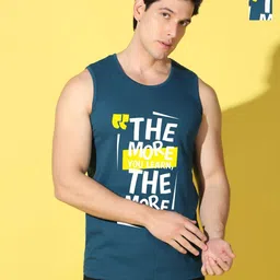 WOOSTRO Men Pack of 2 Typography Printed Sleeveless Slim Fit Sports T-shirt-picture-49