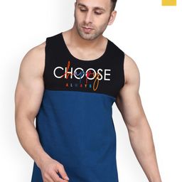 SLOWLORIS Pack Of 2 Typography Printed Combed Cotton Gym Vests-picture-22