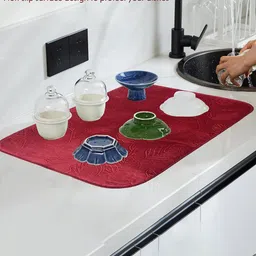 Kuber Industries Maroon Non Slip Dish Drying Mats image 2