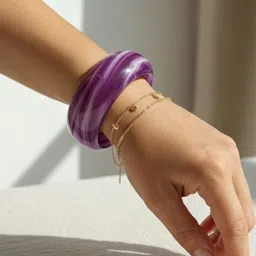 FLAURI Purple Marbled Resin Broad Rounded Bangle image 3