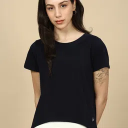 PYNK Women Anti Odour Solid Round Neck Cotton T-shirt-image-13