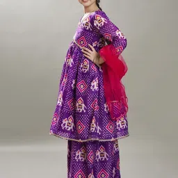 Bitiya by Bhama Girls Floral Printed Anarkali Kurta with Palazzo & Dupatta image 4