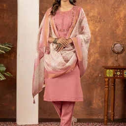 KRITVA FASHION Women Yoke Design Regular Thread Work Kurta with Trousers & Dupatta-image-73