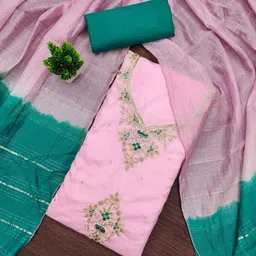 LeeliPeeri Designer Embroidered Unstitched Dress Material image 2