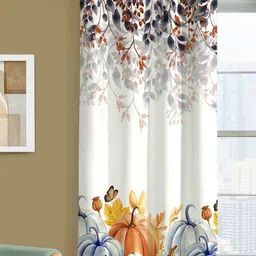 Steve & Anderson Bliss White And Yellow 2 Pieces Floral Printed Door Curtain (7 Feet) image 4