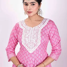 ROSHNI Women Ethnic Motifs Printed Regular Thread Work Kurta with Trousers & With Dupatta image 2