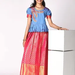 TotzTouch Girls Embroidered Thread Work Ready to Wear Lehenga & image 4