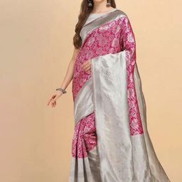 VILLE FASHION Woven Design Zari Art Silk Kanjeevaram Saree-picture-42